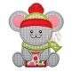Sitting Winter Mouse Present | Machine Embroidery Designs by JuJu