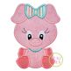 Sitting Pig Girl Applique | Machine Embroidery Designs by JuJu