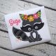 Sitting Raccoon Flowers Applique | Machine Embroidery Designs by JuJu