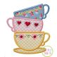 Stacked Tea Cups Applique | Machine Embroidery Designs by JuJu