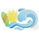 Surfboard Wave Scene Sketch Embroidery | Machine Embroidery Designs by JuJu