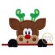 Surprised Reindeer Boy Peeker Applique | Machine Embroidery Designs by JuJu