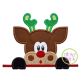 Surprised Reindeer Boy Peeker Applique | Machine Embroidery Designs by JuJu