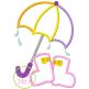 Umbrella with Boots Applique | Machine Embroidery Designs by JuJu