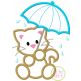 Umbrella Cat Applique Design | Machine Embroidery Designs by JuJu