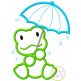 Umbrella Frog Applique Design | Machine Embroidery Designs by JuJu