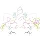 Unicorn Horn with Hearts Bean Embroidery | Machine Embroidery Designs by JuJu