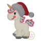 Unicorn in Santa Hat Applique | Machine Embroidery Designs by JuJu