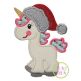 Unicorn in Santa Hat Applique | Machine Embroidery Designs by JuJu