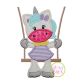 Unicorn in the Swing Girl Applique| Machine Embroidery Designs by JuJu