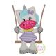 Unicorn in the Swing Girl Applique| Machine Embroidery Designs by JuJu
