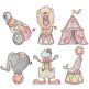Vintage Sketch Circus Machine Embroidery Designs by JuJu
