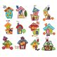 Whimsical Cottages Houses 5x7 Applique Machine Embroidery Designs by JuJu 