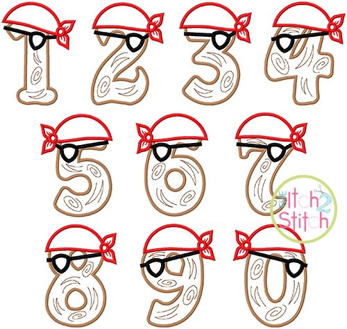 Pirate Numbers Set Applique
