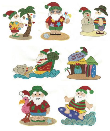 Tropical Santa Machine Embroidery Designs by JuJu