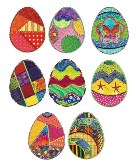 Fun n Funky Easter Eggs Applique Machine Embroidery Designs by JuJu 