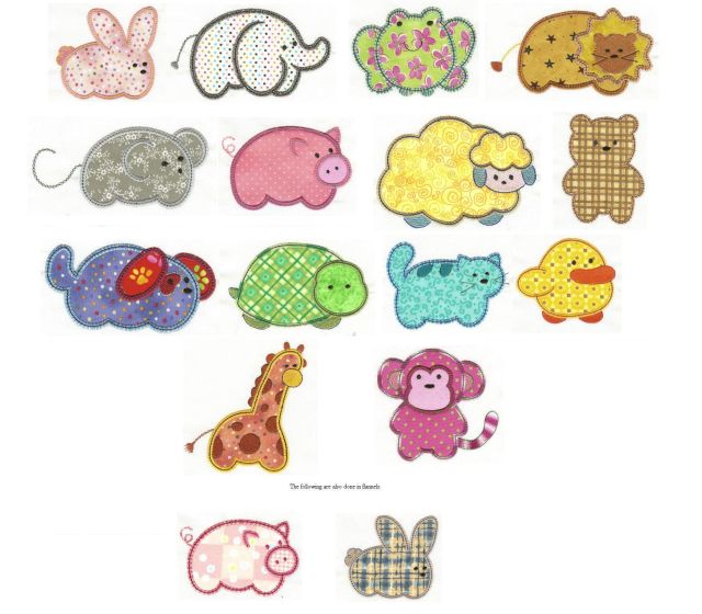 Simply Sweet Animals Applique Machine Embroidery Designs by JuJu 