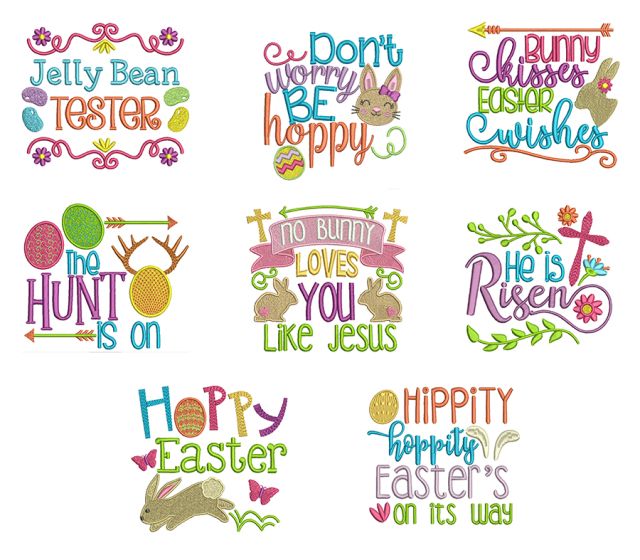 Easter Word Art Set 2 Machine Embroidery Designs by JuJu
