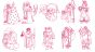 Old World Santas Redwork Machine Embroidery Designs by JuJu