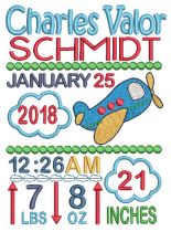 Airplane Birth Announcement Template Machine Embroidery Designs by JuJu