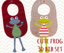 Cute Frog 3D Bib | Machine Embroidery Designs by JuJu