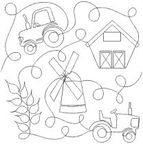 Farm Barn Windmill Wheat Tractor End-to-End Quilting Embroidery Design