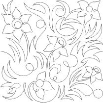 Daffodils with Stems End-to-End Quilting Design | Machine Embroidery Designs by JuJu