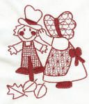 Harvest Time Sunbonnet Sue Redwork Machine Embroidery Designs by JuJu