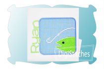 Fish and Hook Box Patch Applique | Machine Embroidery Designs by JuJu