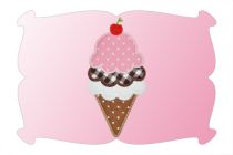 Triple Scoop Ice Cream Cone Applique | Machine Embroidery Designs by JuJu