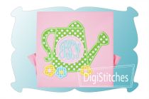 Watering Can Monogram Applique | Machine Embroidery Designs by JuJu
