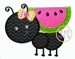 Ant Watermelon Girl Applique | Machine Embroidery Designs by JuJu