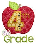 Apple School 4th Grade Number Applique | Machine Embroidery Designs by JuJu