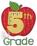 Apple School 5th Grade Number Applique | Machine Embroidery Designs by JuJu