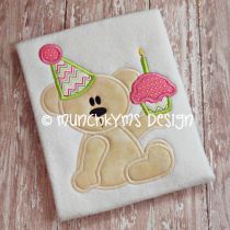 Birthday Bear Cupcake Applique