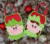 Boy and Girl Elf Treat Bags | Machine Embroidery Designs by JuJu
