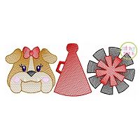 Bulldog Cheer Trio Sketch Embroidery | Machine Embroidery Designs by JuJu