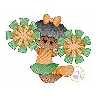Cheerleader Jumping 2 Sketch | Machine Embroidery Designs by JuJu