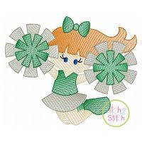 Cheerleader Jumping Sketch Embroidery | Machine Embroidery Designs by JuJu