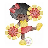 Cheerleader Kicking 2 Sketch | Machine Embroidery Designs by JuJu