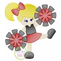 Cheerleader Kicking Sketch Embroidery | Machine Embroidery Designs by JuJu