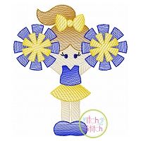 Cheerleader Standing Sketch Embroidery | Machine Embroidery Designs by JuJu