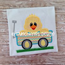 Chick In Wagon Applique | Machine Embroidery Designs by JuJu