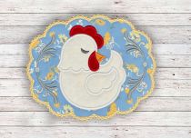 ITH Scalloped Chicken Coaster | Machine Embroidery Designs by JuJu