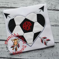 Soccer Ball Heart Arrow Applique