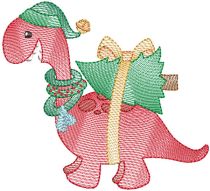 Christmas Dinosaurs 1 | Machine Embroidery Designs by JuJu