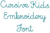 Cursive Kids Embroidery Font