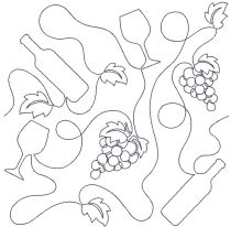 Wine and Grapes End-to-End Quilting Machine Embroidery Pattern Designs by JuJu for Edge to Edge Continuous Line Allover E2E Quilting With Your Embroidery Machine