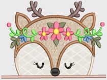 Girly Animal Peekers Applique Machine Embroidery Designs by JuJu 