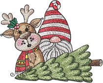 Gnome Reindeer | Machine Embroidery Designs by JuJu